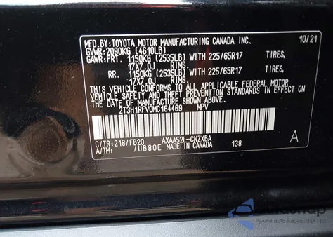 2021 Toyota Rav4 Le from USA, damaged, VIN 2T3H1RFV0MC164469